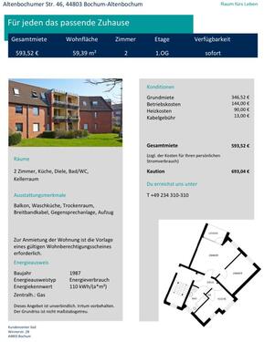Foto - Nachmieter für Wohnung in BO, in top Lage, ruhig und zentrumsnah