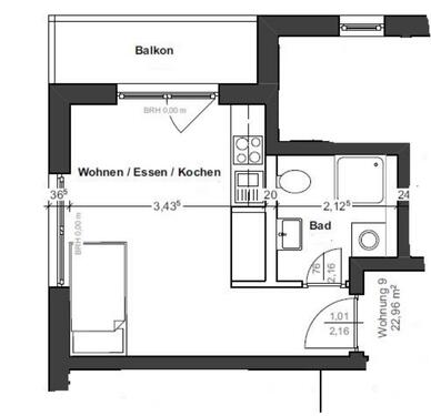 Foto - Helles 1-Zimmer-Studenten-Appartment mit Balkon