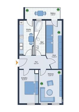 Foto - 3 Zimmer Erdgeschoßwohnung zur Miete in Leipzig