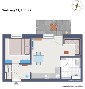 Foto - 2 Zimmer Neubauwohnung, voll ausgestattet und möbliert, Wandsbek