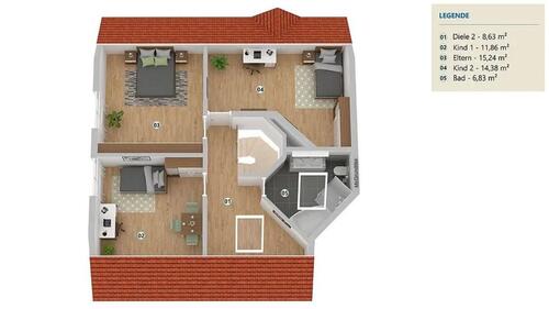 Foto - Helle 5,5-Zimmer Maisonette-Wohnung mit Dachterasse zu vermieten