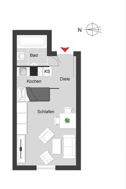 Foto - 1 Zimmer Appartment - 1.100,00&nbsp;EUR Kaltmiete, ca.&nbsp; 33,00&nbsp;m&sup2;