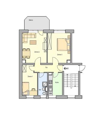 Foto - 3 Zimmer Etagenwohnung zur Miete in Schleiz