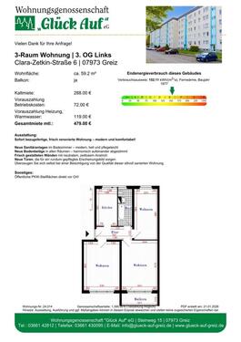 Foto - 3 Zimmer Etagenwohnung zur Miete in Greiz
