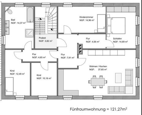 Foto - 5 Zimmer Etagenwohnung in Heideland