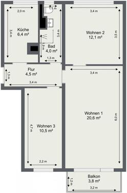 Foto - 3 Zimmer Etagenwohnung in Schwedt (Oder)