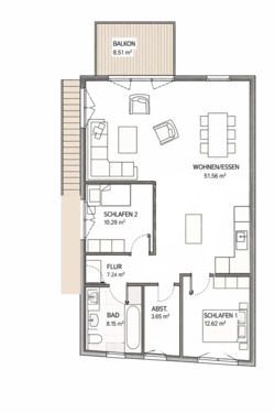 Foto - Moderne 3 Zimmer Wohnung 100m², Erstbezug Neubau 1. OG