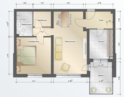 Foto - Grüne Oase in Frankfurt — 2 Zimmer mit großzügigem Balkon