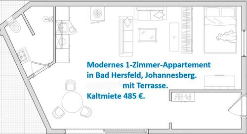 Foto - 1 Zimmer Appartement EBK, Terrasse, Johannesberg
