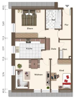 Foto - Neubau helle Eigentumswohnung 3 Zimmer 63 qm mit Küche