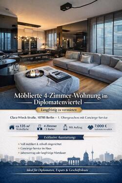 Foto - Möblierte 4-Zimmer Wohnung – Diplomatenviertel Berlin – 135 m²