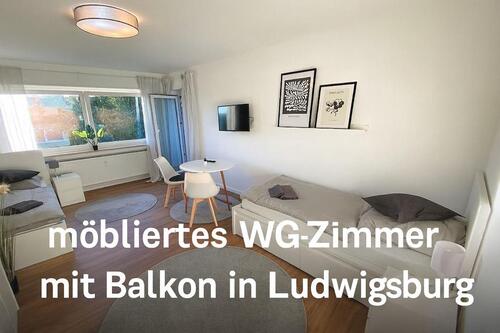 Foto - möbliertes WG-Zimmer mit Wlan, Smart-TV, eigener Balkon, Bad, Wc und Küche zur Teilung, Waschmaschine, Trockner
