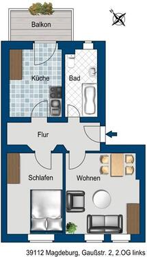 Foto - 2 Zimmer Etagenwohnung zur Miete in Magdeburg