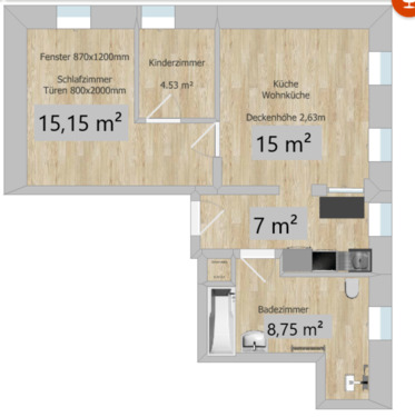 Foto - 2,5-Raum Wohnung zu vermieten - 378,00&nbsp;EUR Kaltmiete, ca.&nbsp; 50,40&nbsp;m&sup2;