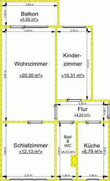 Foto - 3 Zimmer Etagenwohnung zur Miete in Gera