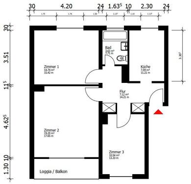 Foto - Schöne 3 ZKB-Wohnung mit Balkon in Gellershagen