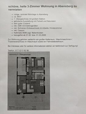 Foto - Wohnung in Abensberg - 950,00 EUR Kaltmiete, ca.  84,00 m²