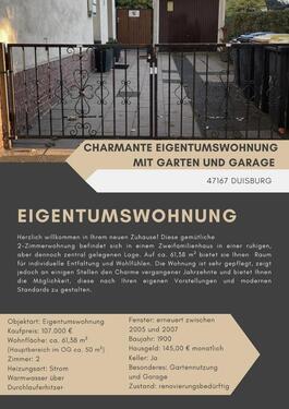 Foto - ETW zu verkaufen- ca. 61 m² mit Garten und Garage in 47167 DU
