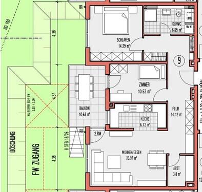Foto - 3-Zi.-Wohnung mit Balkon, Garten und Carport