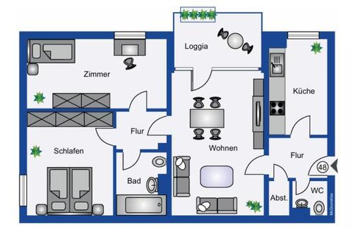Foto - Attraktive 3-Zimmer-Wohnung mit Loggia & Tiefgaragenstellplatz