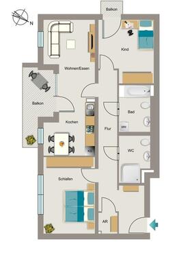 Foto - 3 Zimmer Etagenwohnung zur Miete in Bochum
