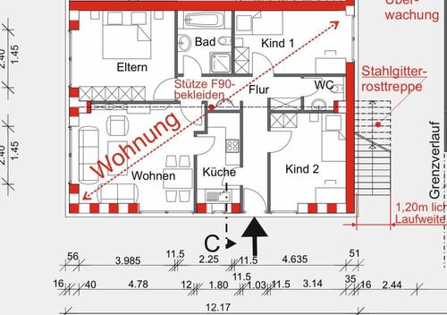 Foto - 88 m² Erdgeschosswohnung – Unmöbliert – Mit 2 Abstellräumen