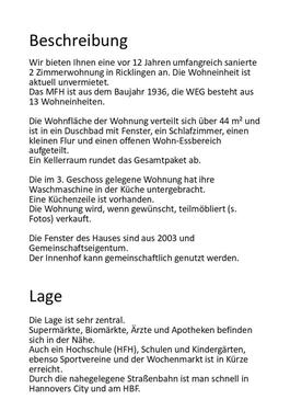 Foto - Etagenwohnung in Hannover zum Kaufen