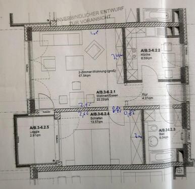 Foto - Wohnung zur Zwischenmiete, 60qm 2ZKDB, Loggia, Stellplatz