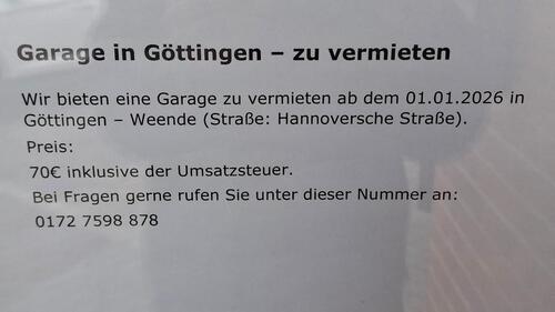 Foto - Garage in Göttingen - 70,00 EUR Miete,
