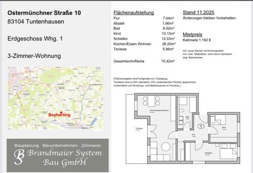Foto - 3 Zimmer Neubauwohnung mit Terrasse in Beyharting zur Miete