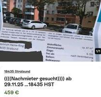 ###### 2 Raum Wohnung ###### - 459,00 EUR Kaltmiete, in Stralsund (PLZ: 18437) Langendorfer Berg