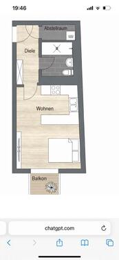 Foto - Möbliertes 1-Zimmer Apartment mit Balkon (Harras)