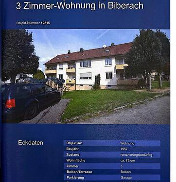 Foto - 3 Zimmer Erdgeschoßwohnung in Biberach an der Riß