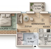 Erstbezug: Design-2-Raum-Wohnung + Balkon + Stellplatz - Bad Lausick