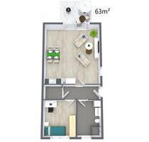 2-Zimmer-Wohnung, 63qm, Einbauküche, Duschbad, Balkon - Ralingen