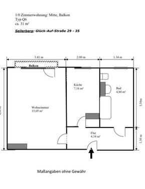 Foto - 1 Zimmer Wohnung in Freiberg - 259,00&nbsp;EUR Kaltmiete, ca.&nbsp; 31,00&nbsp;m&sup2;