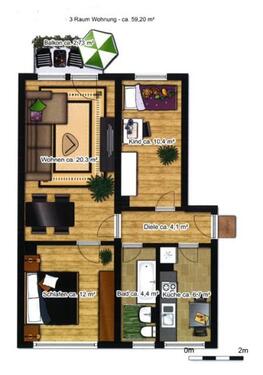 Foto - 3 Zimmer Etagenwohnung zur Miete in Borna