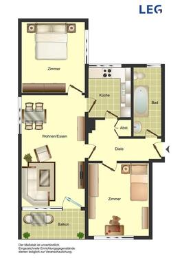 Foto - 3-Zimmer-Wohnung in Unna Süd - 539,00&nbsp;EUR Kaltmiete, ca.&nbsp; 68,91&nbsp;m&sup2;