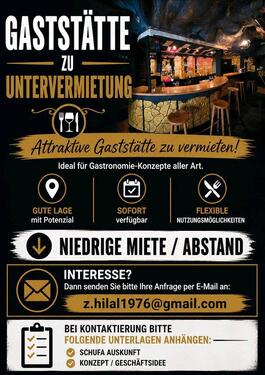 Foto - Gaststätte zu Untervermieten - 2.400,00&nbsp;EUR Kaltmiete, ca.&nbsp; 100,00&nbsp;m&sup2;