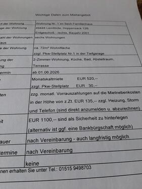 Foto - 2 Zimmer Erdgeschoßwohnung in Lemförde