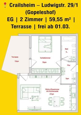 Foto - 2 Zimmer Erdgeschoßwohnung in Crailsheim