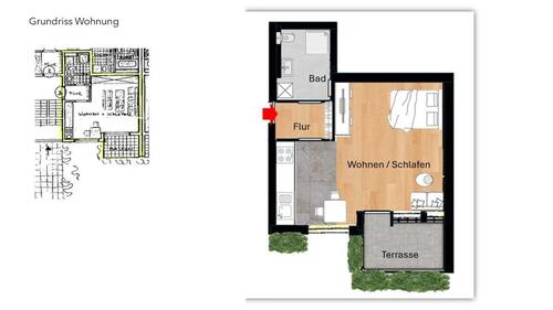 Foto - 1 Zi App Haslach - 380,00 EUR Kaltmiete,