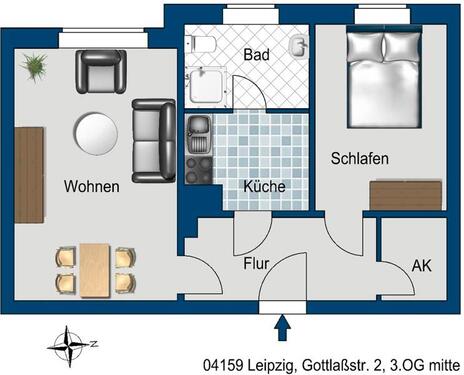 Foto - 2 Zimmer Etagenwohnung zur Miete in Leipzig