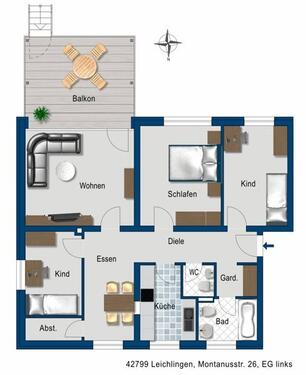 Foto - 3 Zimmer Erdgeschoßwohnung zur Miete in Leichlingen (Rheinland)