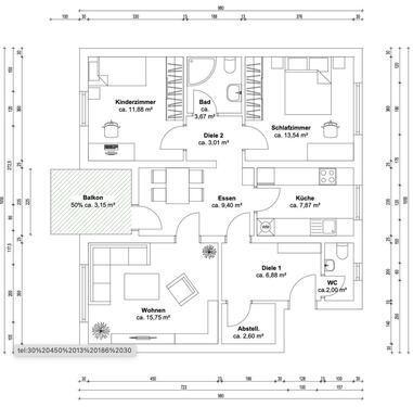 Foto - 3-Zimmer Wohnung mit Balkon und Stellplatz