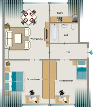 Foto - 3.5 Zimmer Dachgeschoßwohnung zur Miete in Essen
