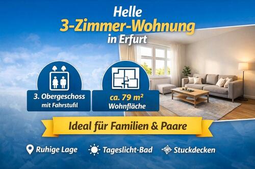 Foto - Helle große 3 Zimmer-Wohnung in ruhiger Lage - Erfurt