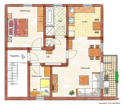 Foto - Großzügige 3-Zi.-Wohnung mit Einbauküche in Deggendorf zu vermieten