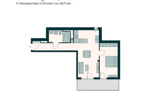 Foto - Moderne 2-Zimmer-Neubauwohnung (66,7 m²) mit großem Südbalkon