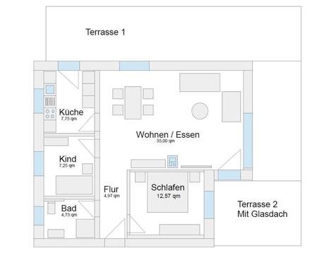 Foto - Erdgeschoß Wohnung 75qm 3 ZFKB modern hell kpl. neu renoviert